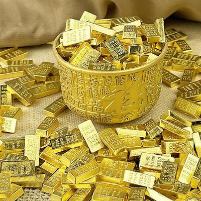 50/100Pcs New Alloy Small Gold Bar Solid Mini Wealth Attraction Ornament Golden Brick Craft Home Decoration