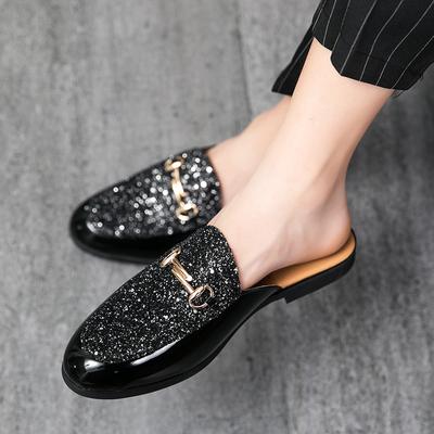 FashionSummer Men Black Half Shoes Breathable Slip-on Half Slippers Man Outdoor Buckle Mules Lightweight Anti-slip Comfy Casual Shoes
