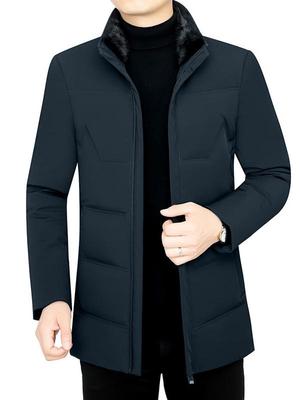 Mid-Aged Men's Fur-Trimmed Stand Collar Down Jacket - 2025 Winter Fashionable Business Casual Outerwear