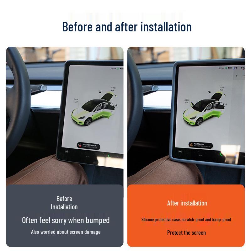 Tesla Model 3/Y Screen Protector Silicone Frame Center Console Car Accessory
