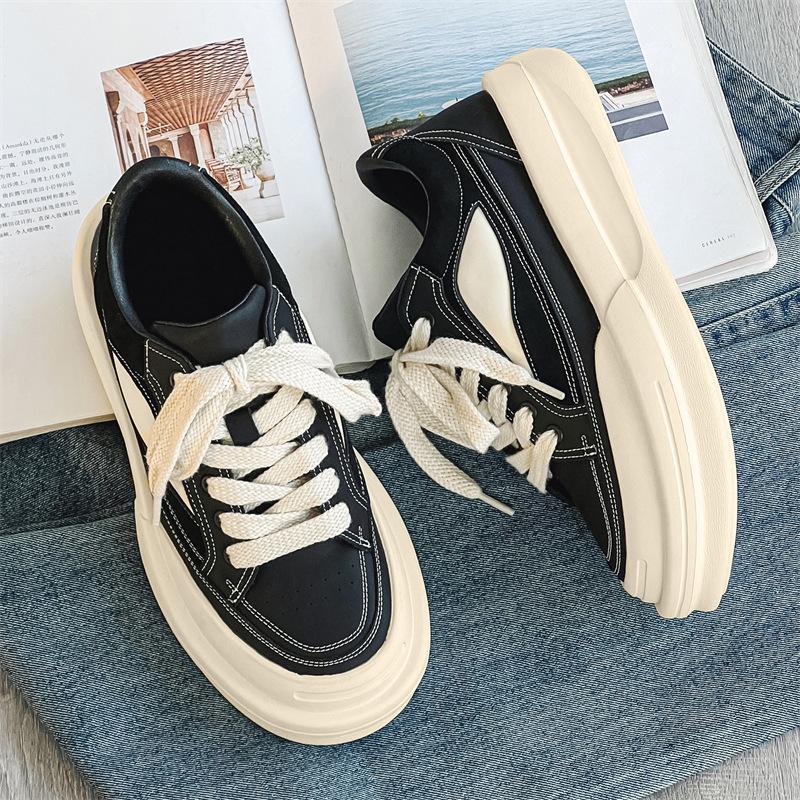 

Thick-soled heightening shoes niche homemade autumn and winter board shoes fashion casual shoes sports versatile men s muffin dad shoes 39 чёрный