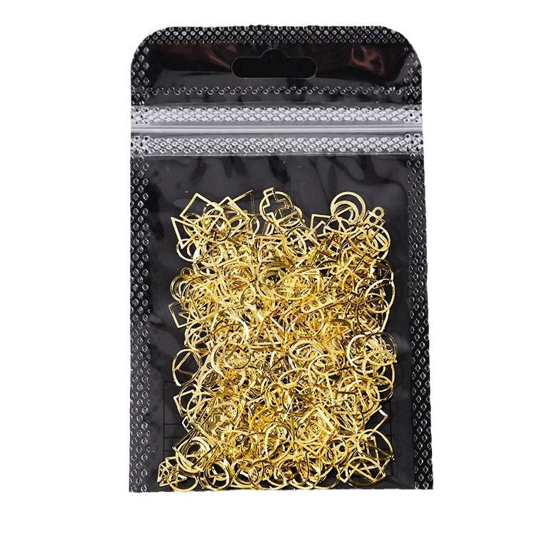 Golden Star Moon Leaf Alloy Nail Art Decoration Hollow Flat Bottom Light Luxury Girl Style Metal Nail Art Jewelry