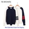 TB BROWIN2025 Men's Korean Style Four Stripe Wool Raglan Sleeve Sweater, Autumn/Winter Collection