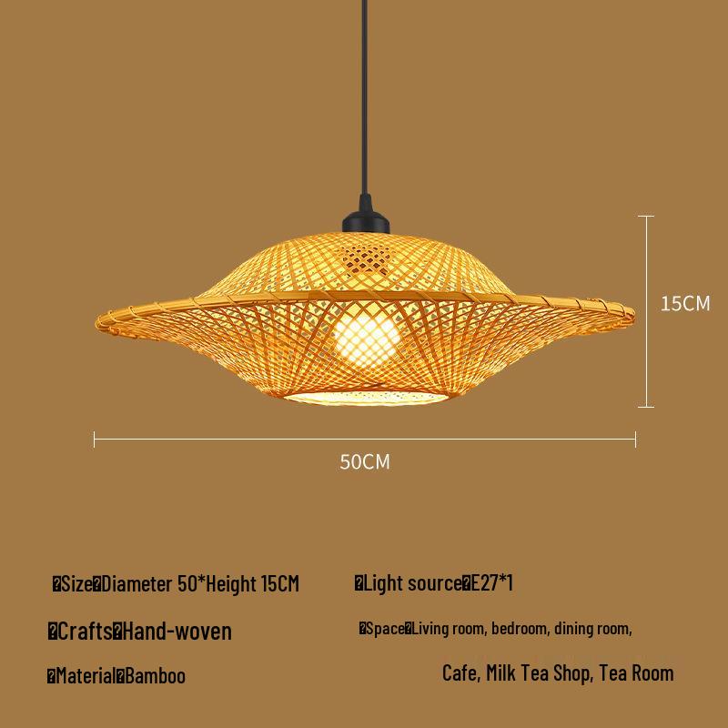 Bamboo Rattan Pendant Lamp: New Chinese & Japanese Style Zen Lighting for Tea Room & Dining, Antique Lantern Design.