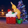 4.92FT Inflatable Toy Santa Man Chimney Reindeer with LED Home Decoration Ornament Xmas Decoration for Yard Supplie Holiday Gift