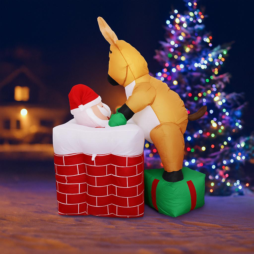 4.92FT Inflatable Toy Santa Man Chimney Reindeer with LED Home Decoration Ornament Xmas Decoration for Yard Supplie Holiday Gift