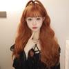 Long Hair Natural Wig Head Cover Women Wig Water Ripple Orange Straight Bangs