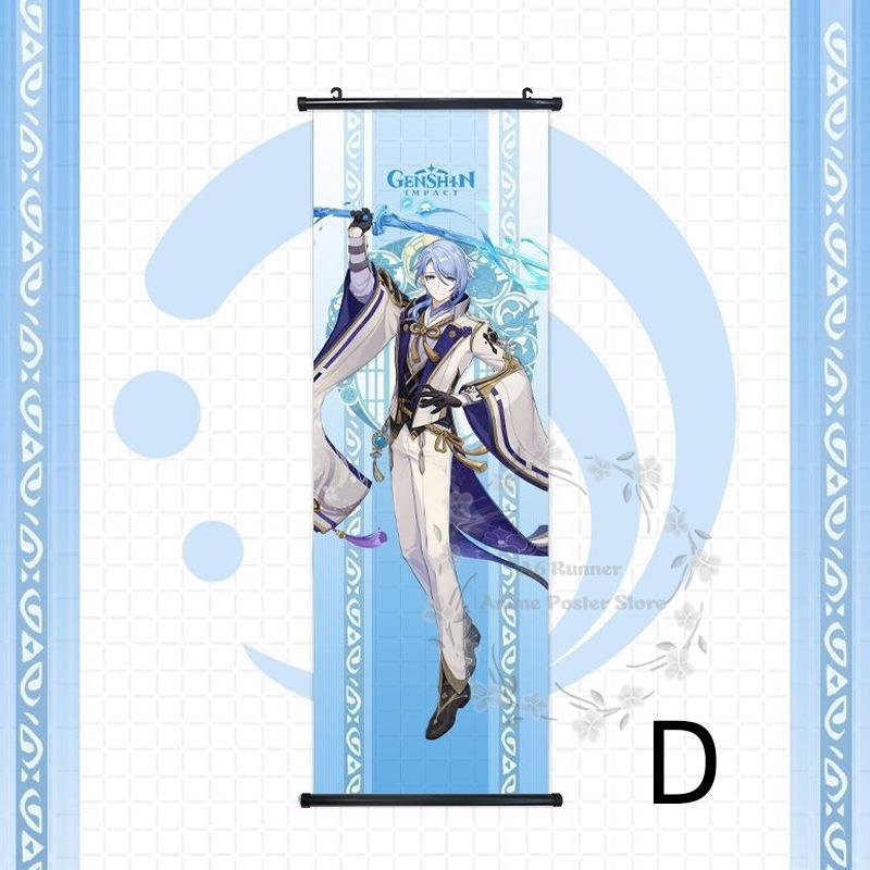 

Genshin Impact Scroll Hanging Painting Anime Figure Bedroom Decoration Painting Comic Exhibition Two-Dimensional Poster 30x90cm