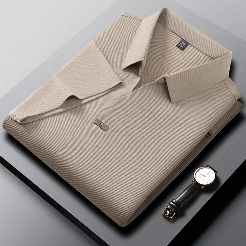 Men's Casual and Fashionable Solid Color Short Sleeved Polo Shirt Comfortable Versatile Summer T Shirt