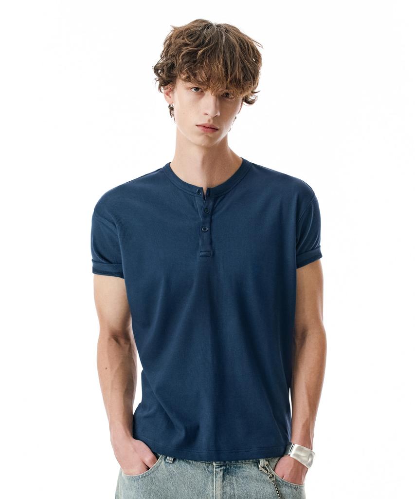 Sekeonmonollogeu [Otmisae Mihol Collaboration] Muscle Fit Henley Neck Tee [6 Colors]_Sets066
