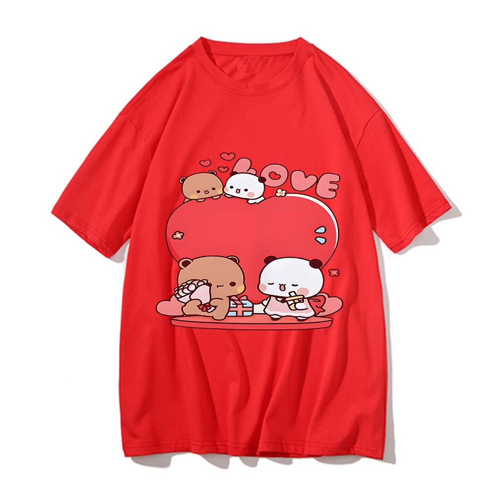 Funny Bubu and Dudu Print Tshirts Cotton UnisexWomen Clothing Harajuku Couple Valentines Day Gift Tshirt Unisex Tops Streetwear