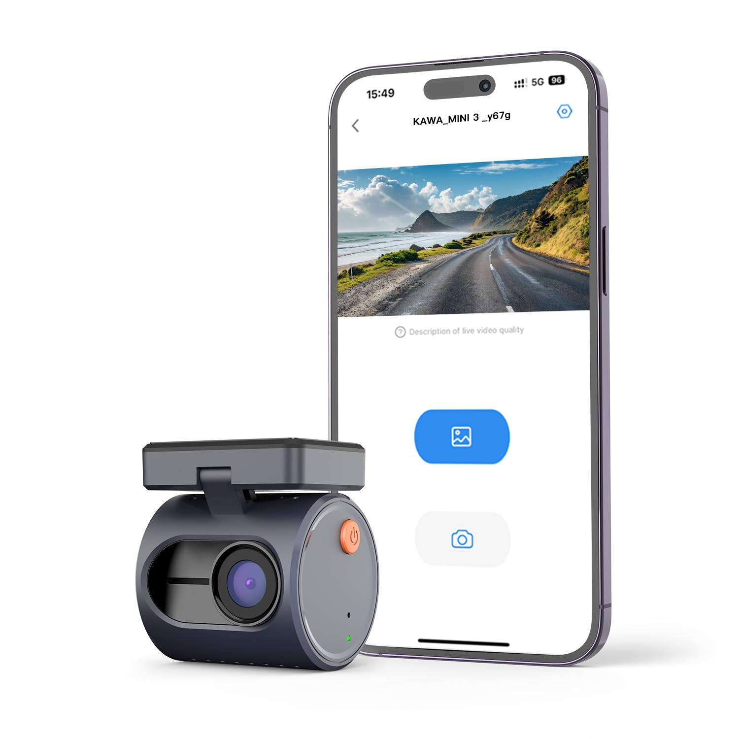 

КАWA Видеорегистратор, Новейший мини-дизайн 2024 года, Разрешение 2K, Мощное ночное видение, Голосовое управление, синий