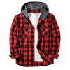 Men's Shirts Classic Plaid Casual Button Down Hooded Long Sleeved Double Pockets Shirt Hoodie Flannel Jacket Spring Autumn