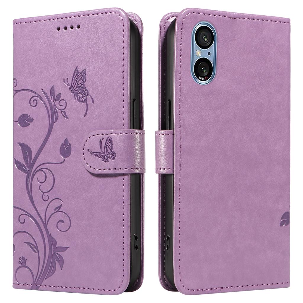 For Sony Xperia 10 VI PU Leather Cases Flower Pattern Wallet Stand Phone Cover with Strap