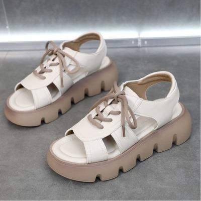 Sandals Women's Outer Wear 2025 New Summer Thick-soled Non-slip Fashion Muffin Soft-soled Middle Heel Casual Roman Sandals Women