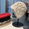 Spring and Autumn Hollow Double Layer Cotton Thread Handmade Crochet Baotou Hat Female Elegant Retro Sweet Decorative Knitted Cold Hat