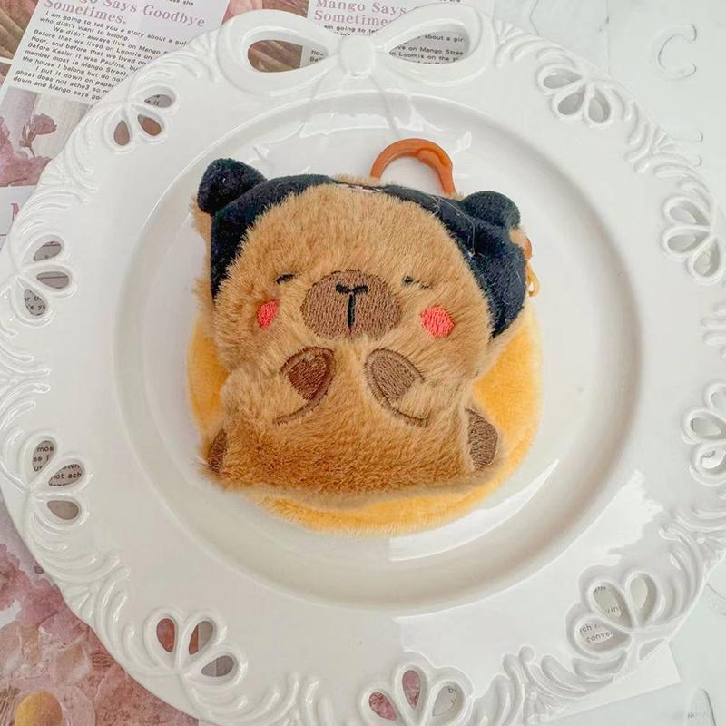 Cartoon Kapybara Coin Purse High Quality Small Gift Keychain Charm Plush Headphone Bag Charm