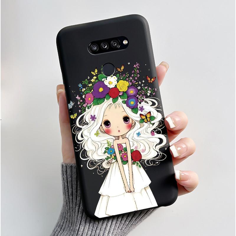 Soft Shockproof Phone Case For LG K50S Bumper Silicone Black Case New Design Viral Pattern Koi Shell Cute Colorful Cover