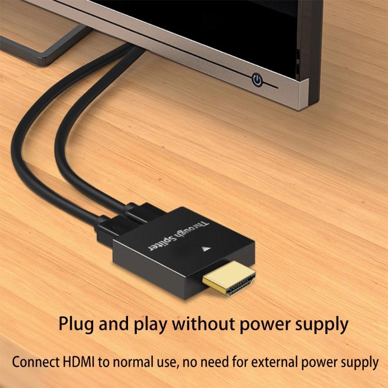 HDMI-compatible Adapter 1 to 2 Way Household Dormitory Office Splitter Adapter Male to Dual Female for Monitor Laptop