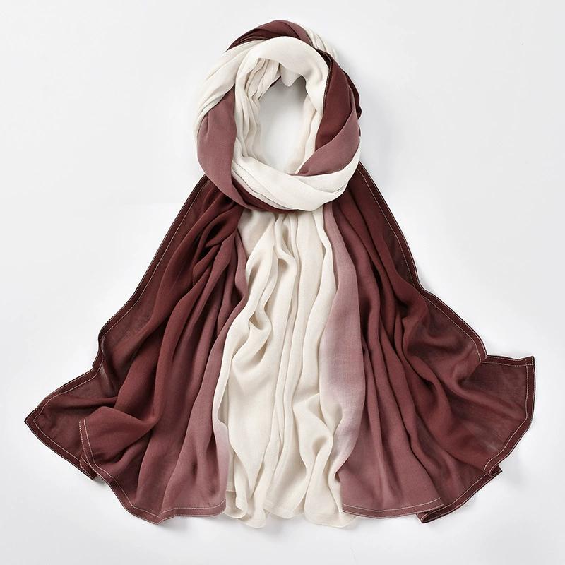 180*85Cm Muslim Viscose Hijab Scarf Women Gradient Color Cotton Feel Head Wrap Lady Soft Turban Scarves Solid Shawl Jersey Hijab