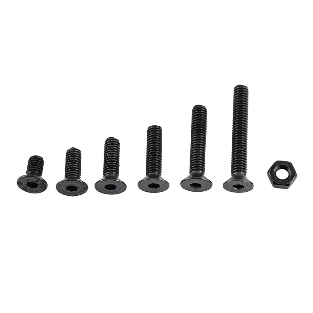 250pcs M3 Black Alloy Steel Hex Socket Screws Bolt With Hex Nuts Assortment(Flat Head)