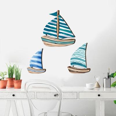 3 Pezzi Decorazione da Parete Vela in Legno Arte da Parete Vela Nautica Scultura da Parete a Tema Costiero Vintage per Arredamento Casa Soggiorno Camera da Letto
