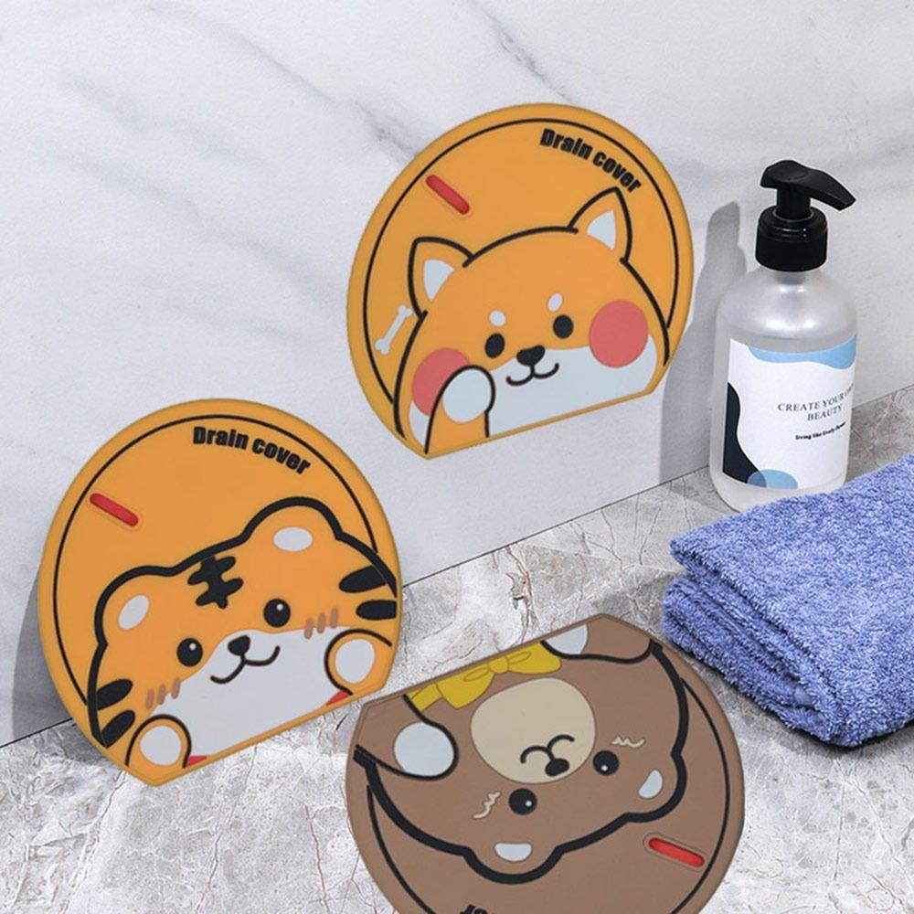 Anti-insect Sewer Floor Drain Cover Cartoon Animal Sewer Sealing Silicone Mat for Bathroom&Kitchen