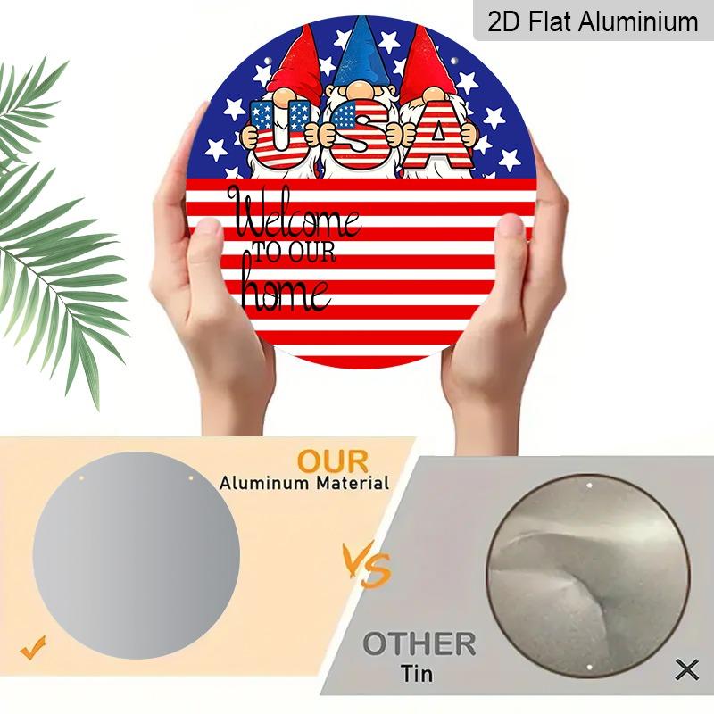 2D Flat Retro Aluminum Wall Stickers in Various Sizes. American Independence Day Themed Door and Welcome Sign with An American Flag Design. Ideal for