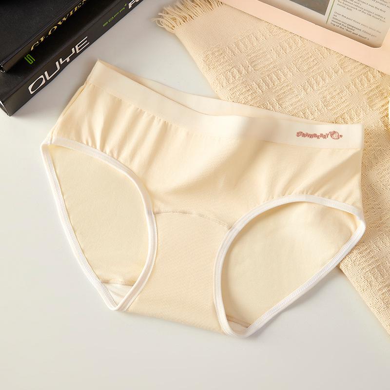 "80-Count Xinjiang Cotton Antibacterial Women's Mid-Waist Briefs - Pure Cotton, Long Crotch, Comfortable Macaron Colors"
