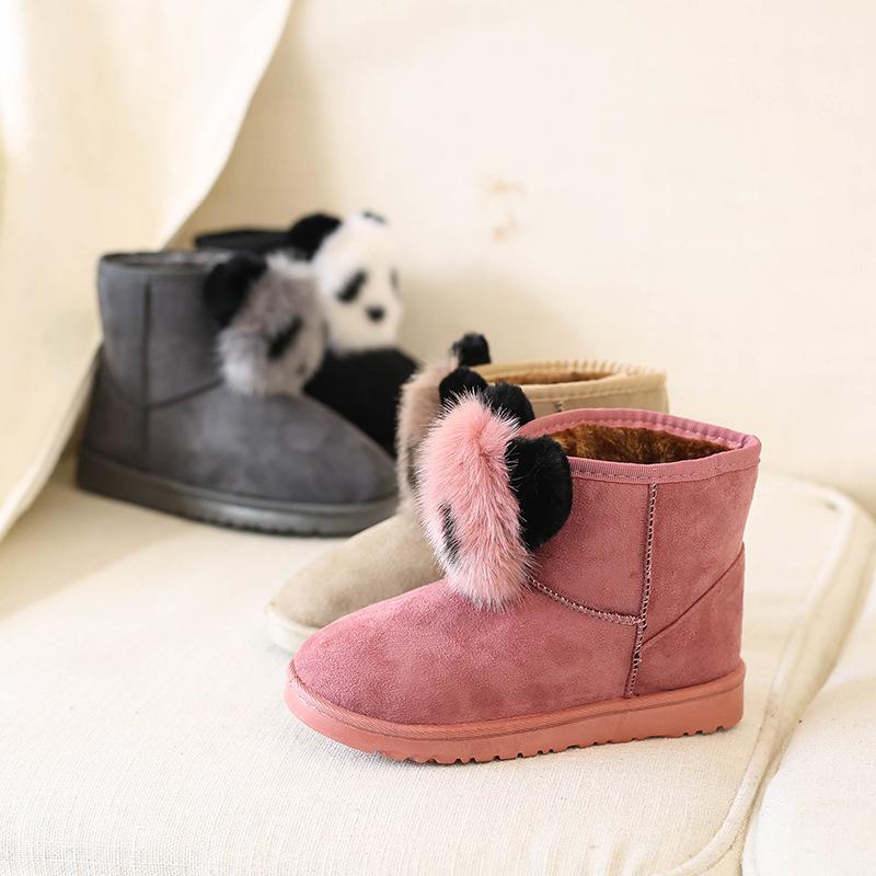 Snow Boots Women's Short Boots Velvet New Women's Boots 2025 Winter Korean Version Cotton Shoes Hairball Panda Short Boots
