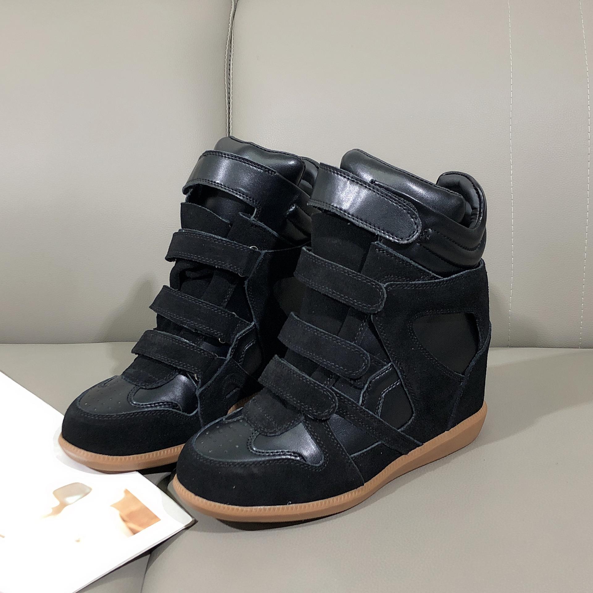 

8 см Невидимое увеличение внутреннего роста Высокие белые кроссовки Женские повседневные спортивные кроссовки на липучках 40 чёрный