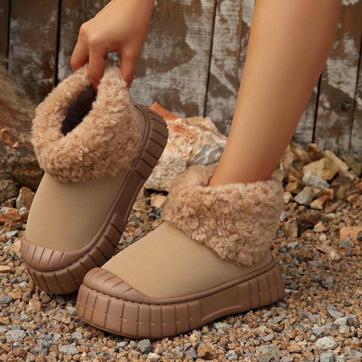 

Winter Snow Boots for Women Warm Plush Ankle Boots Non-Slip Flat Sole Shoes for Girls Concise Outdoor Plush Shoes 36-37
