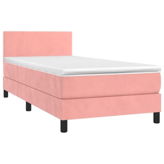 3141160 vidaXL Divan Bed with Mattress Pink 90x190 Cm Velvet