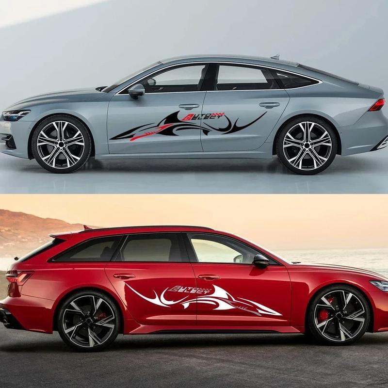 2PCS Car Both Door Side Waist Line Stickers Great Shark Graphics Vinyl Decals Automobile Styling Decoration Stickers Accessories