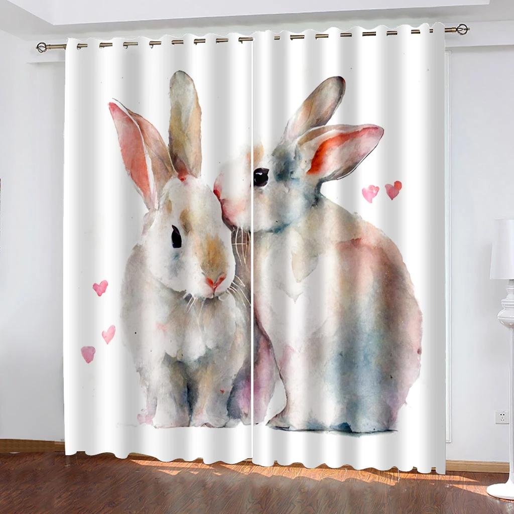 Easter Bunny Eggs Styles High Shading Curtains Variou Cartoon Styles and Colors Thick Blackout Drape Living Room Bedroom Curtain