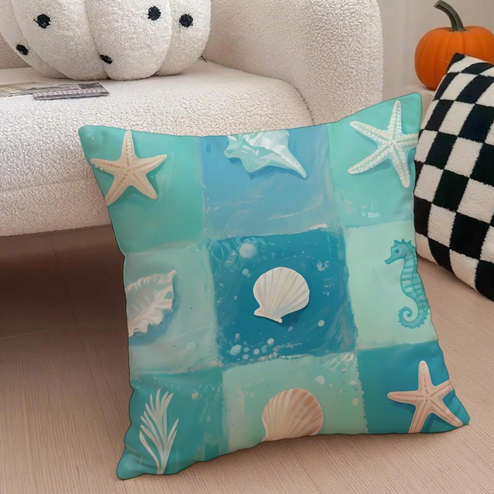 Meeresleben Kissenbezug Sofakissenbezug Versteckter Knopf Strapazierfähiges Polyester Stuhlkissen