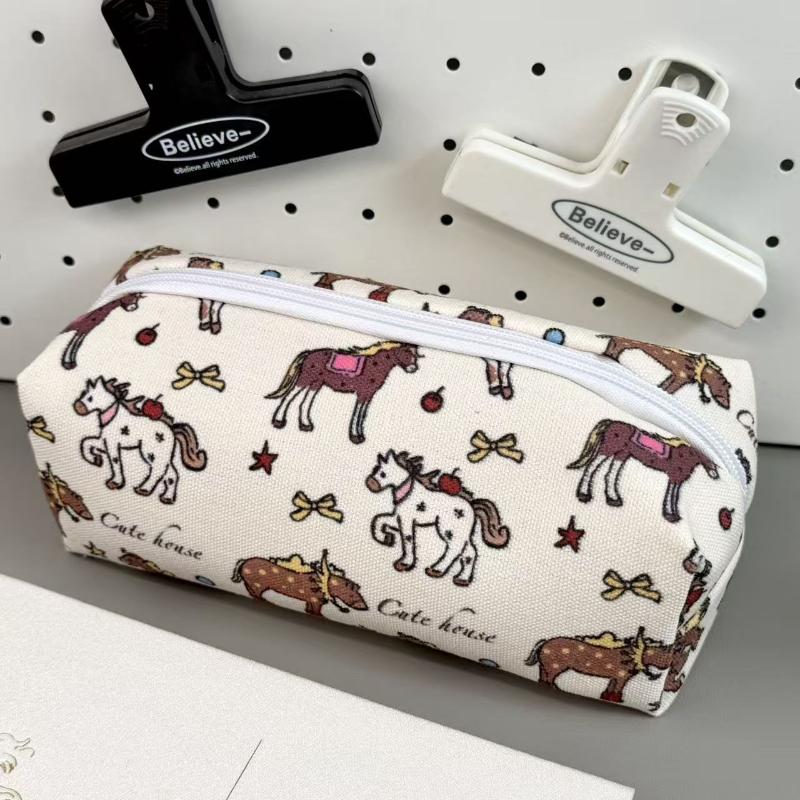 1Pcs Creative Cute Pony Pencil Case Large Capacity Storage Pencil Bags Multi-Functional Stationery Organizer Bag Onesize