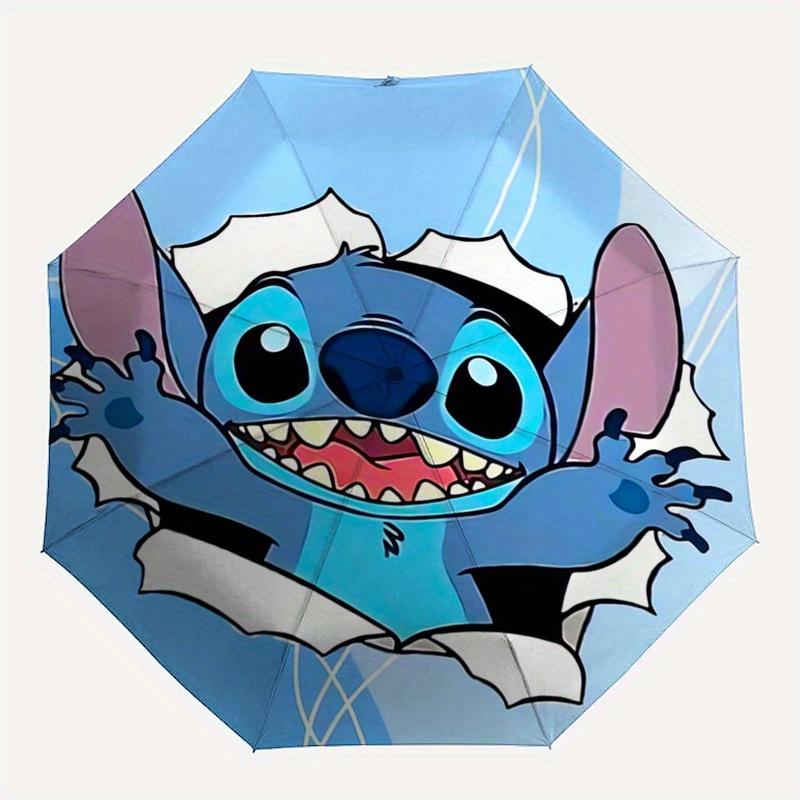 Stitch,Cartoon Automatic Opening and Closing Umbrella - 8 Ribs Windproof Portable Folding Umbrella with Plastic Handle, Suitable for Casual