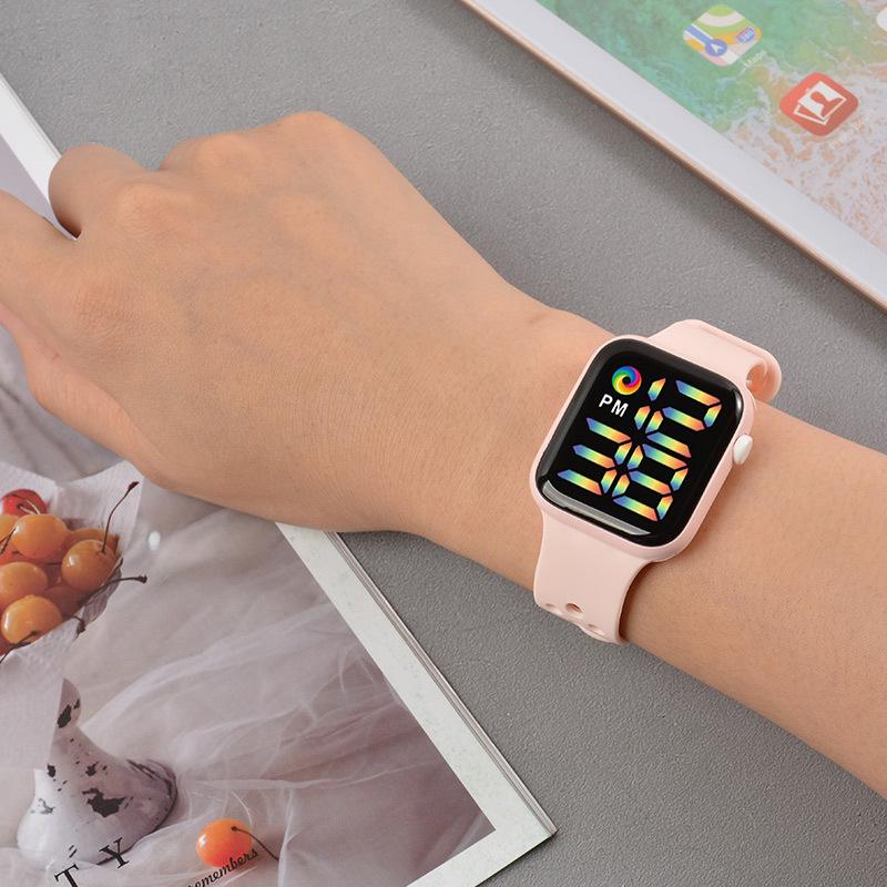 Y1LED Digital Rainbow Display Sport Watch with Large Screen and Button Movement for Men and Women