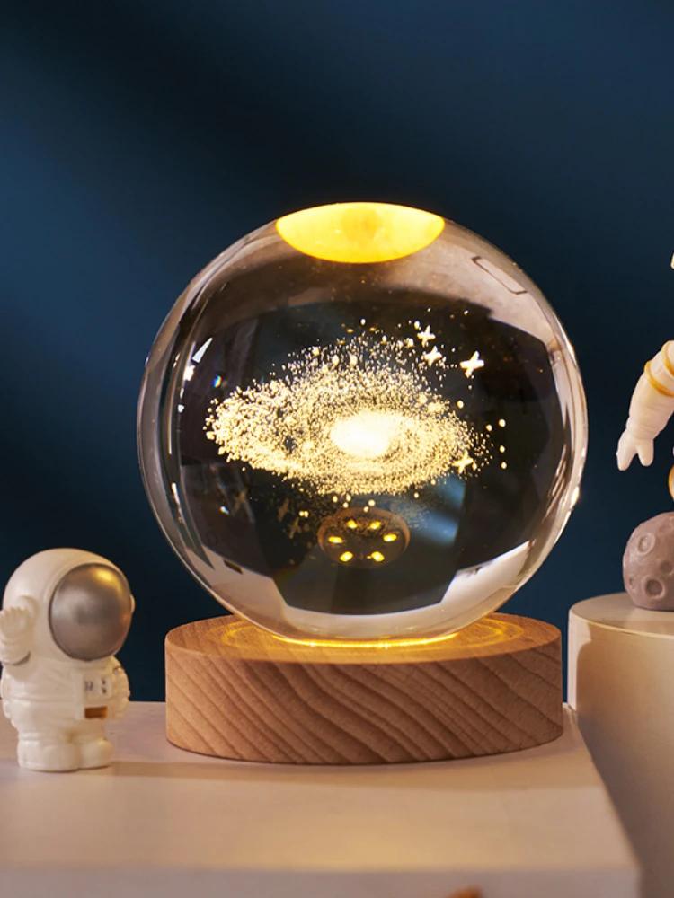 

Solar System Globe Galaxy K9 Crystal Ball 3D Laser Engraved Astronomy Planets Ball Fantastic Style Home Decor Cosmic Model Gift 6 cm