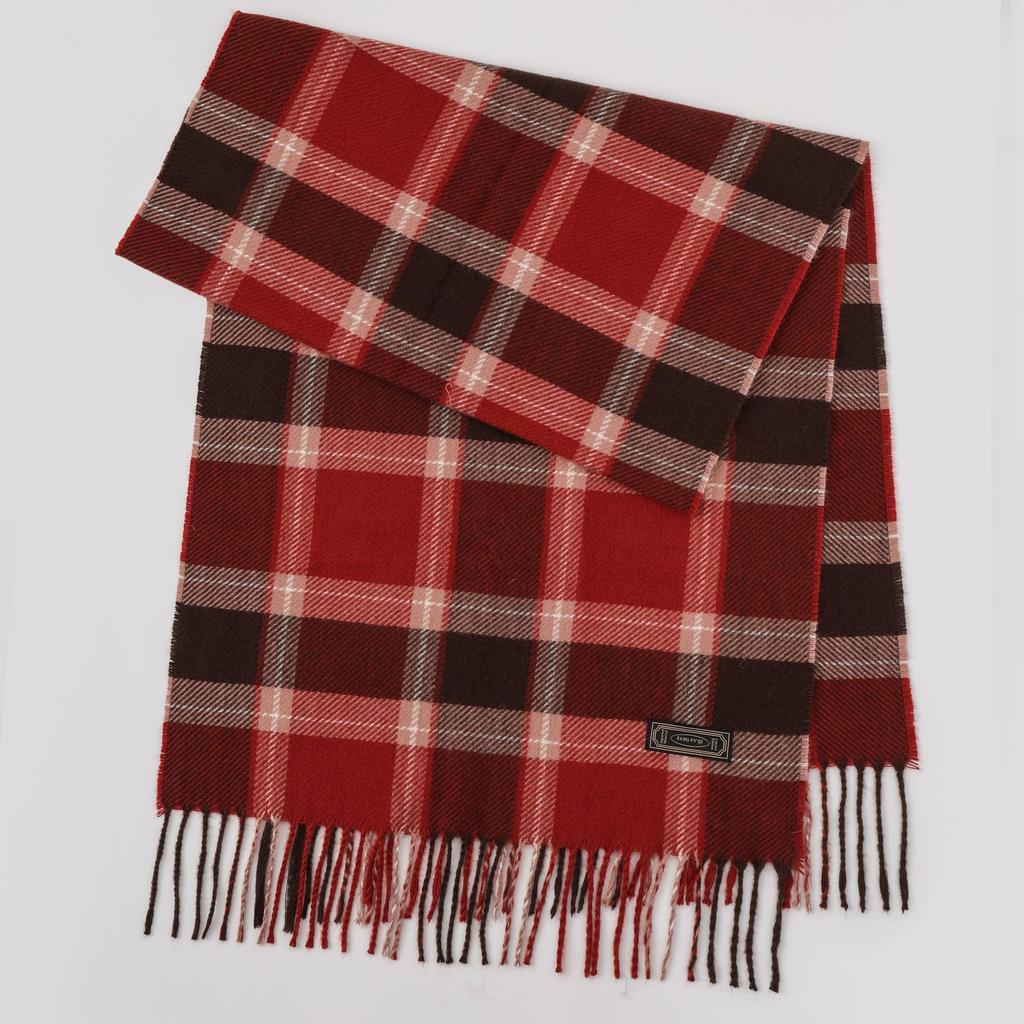 Winter new versatile plaid scarf women's color matching warm fringed scarf checkerboard high-end imitation cashmere scarf