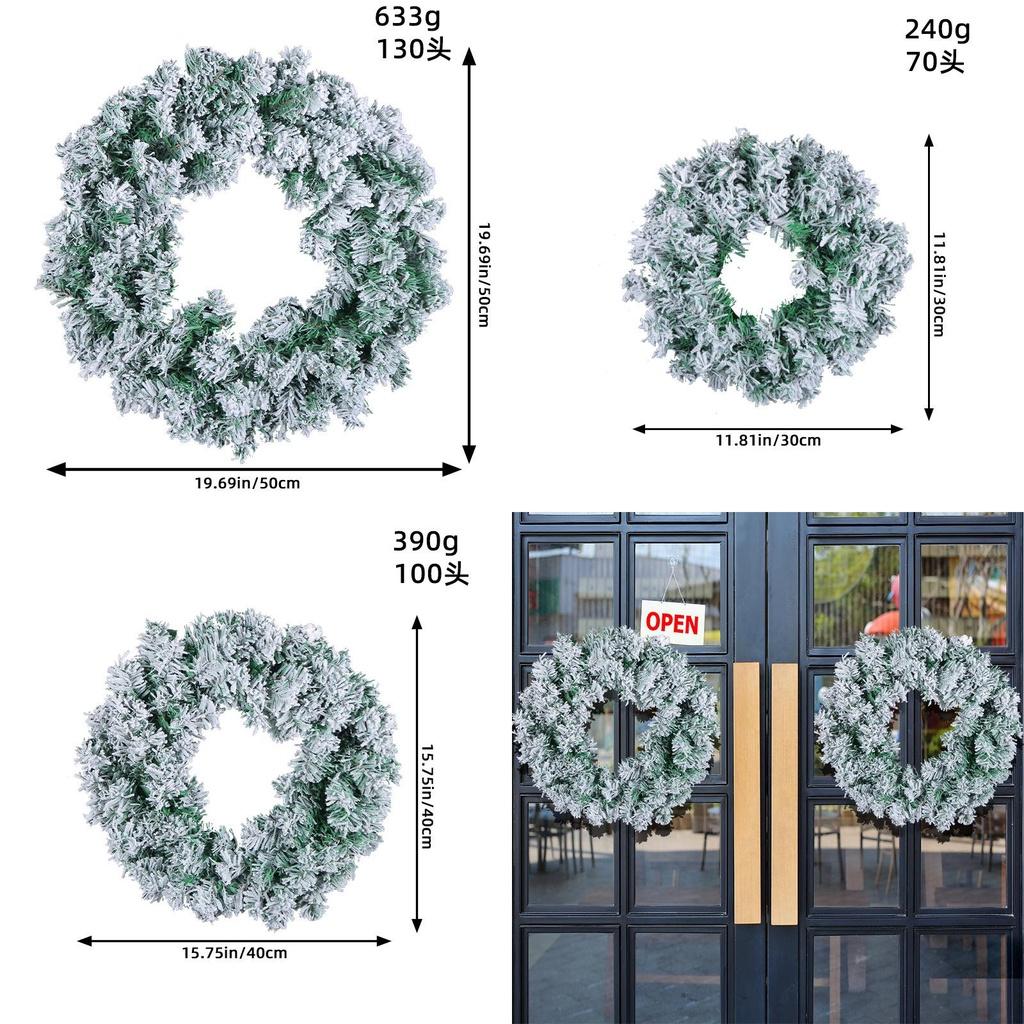Wholesale 2023 New Christmas Wreath With Snowy Pvc Vine For Decoration In Shopping Mall And Window Display Small Medium And Large Sizes