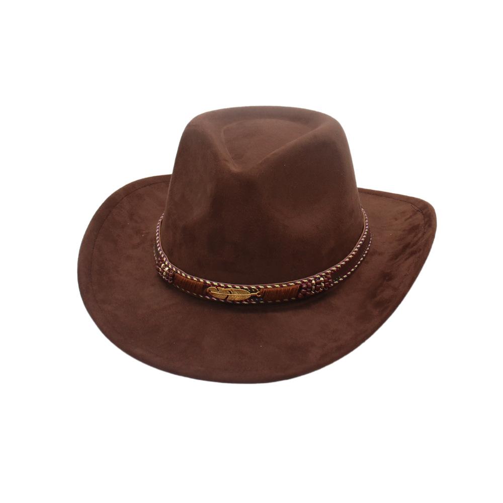 American French Jazz Hat Cowboy Hat Men'S And Women'S Top Hat Ethnic Style Spring And Summer High Sense Imitation Suede Western