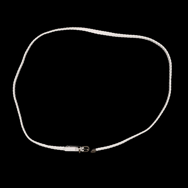 Women's Skinny Braided Leather Belts Vintage Thin Woven Waist Belts for Jeans Pants Dresses with Pin Buckle