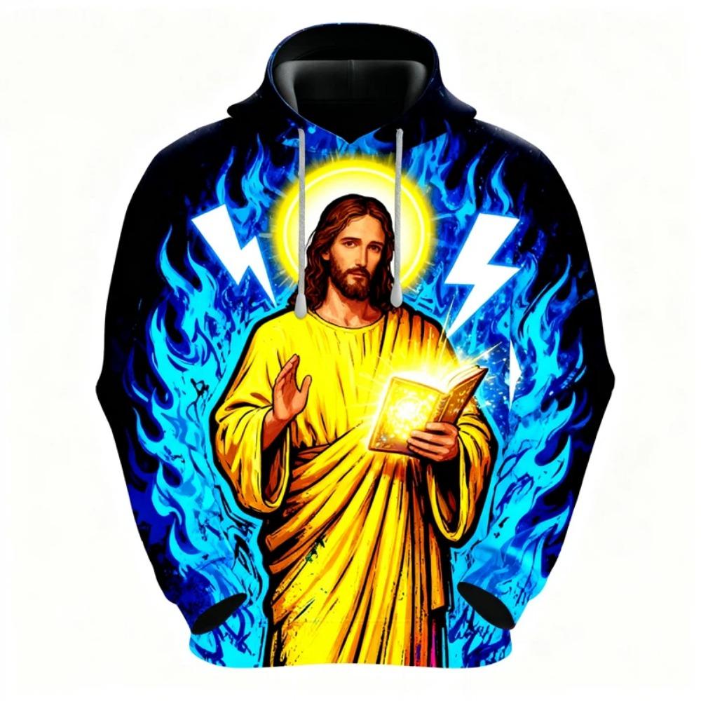 Autumn Fashion Men Women's Hoodies Jesus Graphic Print Pullover Casual Sweatshirt Kids Hoodies Top Clothing