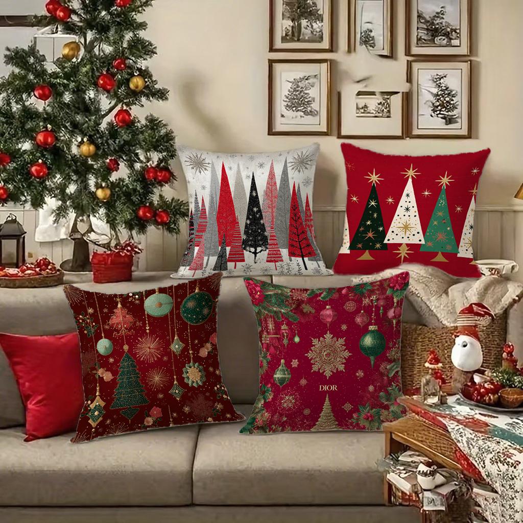 Festive Christmas Patterned Pillow CoversSuitable for Sofa Car Bedroom Decorative Cushion Cover Pillow Cover