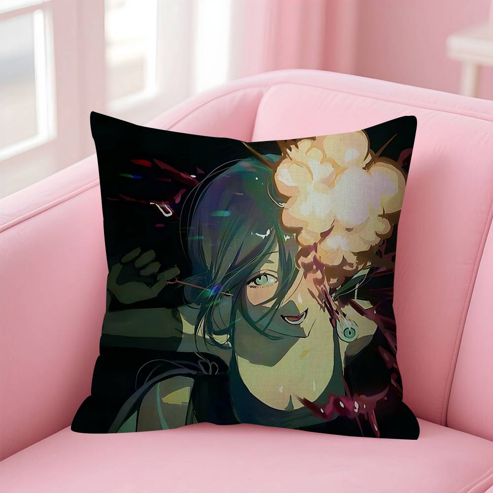Anime CChainsaw Man The Movie Reze Arc Cushion Cover Inches Farmhouse Decor Home Throw Pillow Covers For Couch Decorations