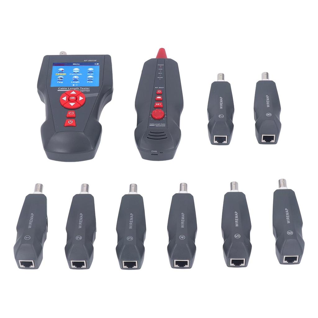 Network Wire Finder with 8 Adapters Cable Length POE Tester LCD Screen Break Point Checker