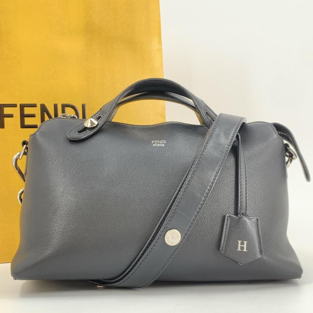 FENDI BY THE WAY 2way Handbag Shoulder Mini Boston Bag Leather Black 8BL124 Auth