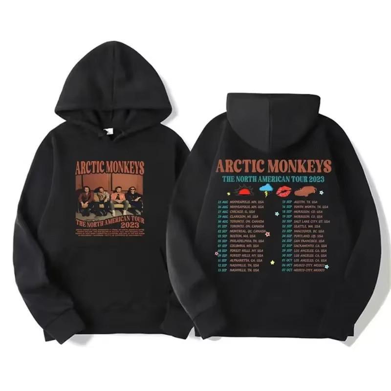 Męska bluza z kapturem Y2K Retro Arctic Monkeys Czarna - Bluza z nadrukiem albumu Hip Hop
